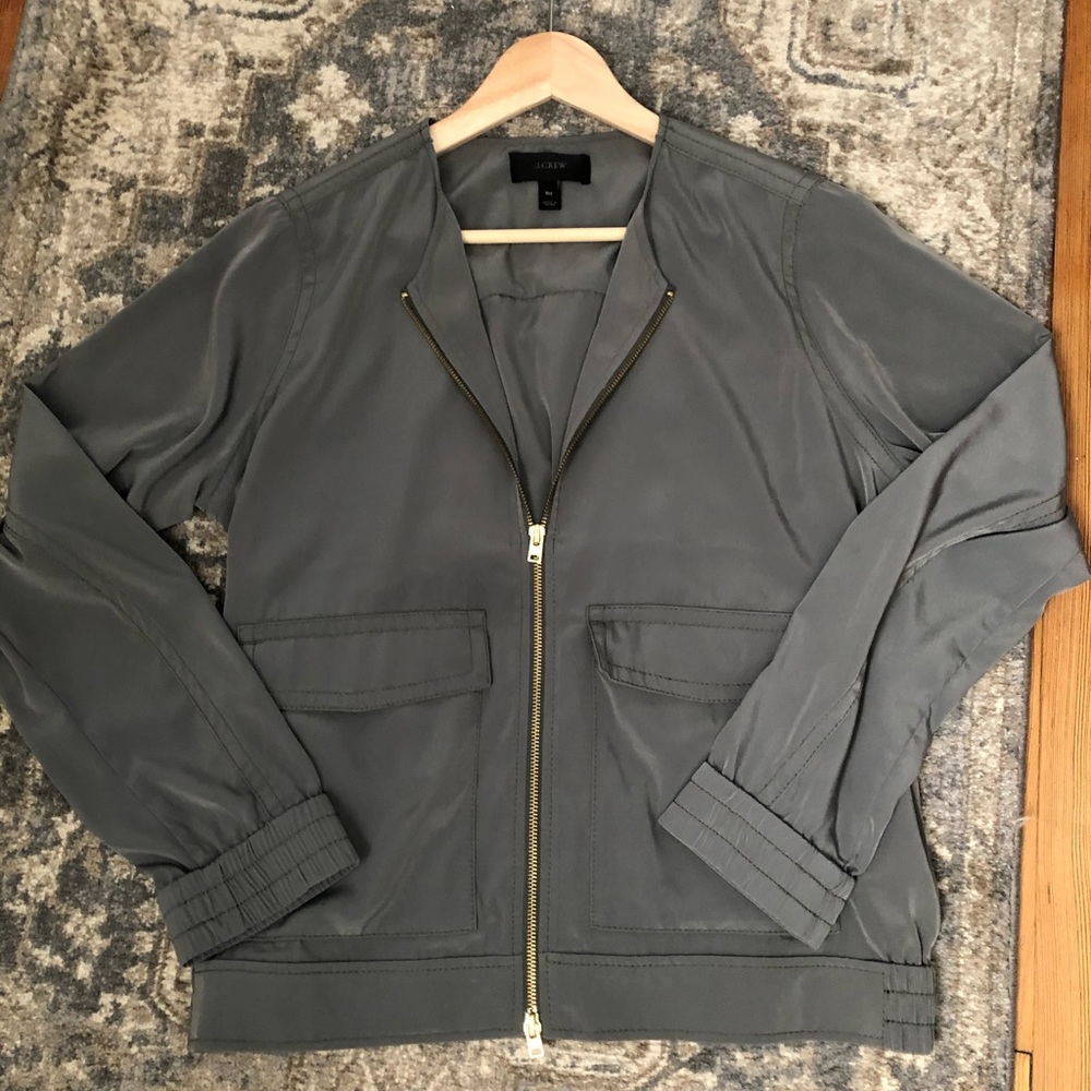 J. Crew Safari Green Zipper Jacket TALL